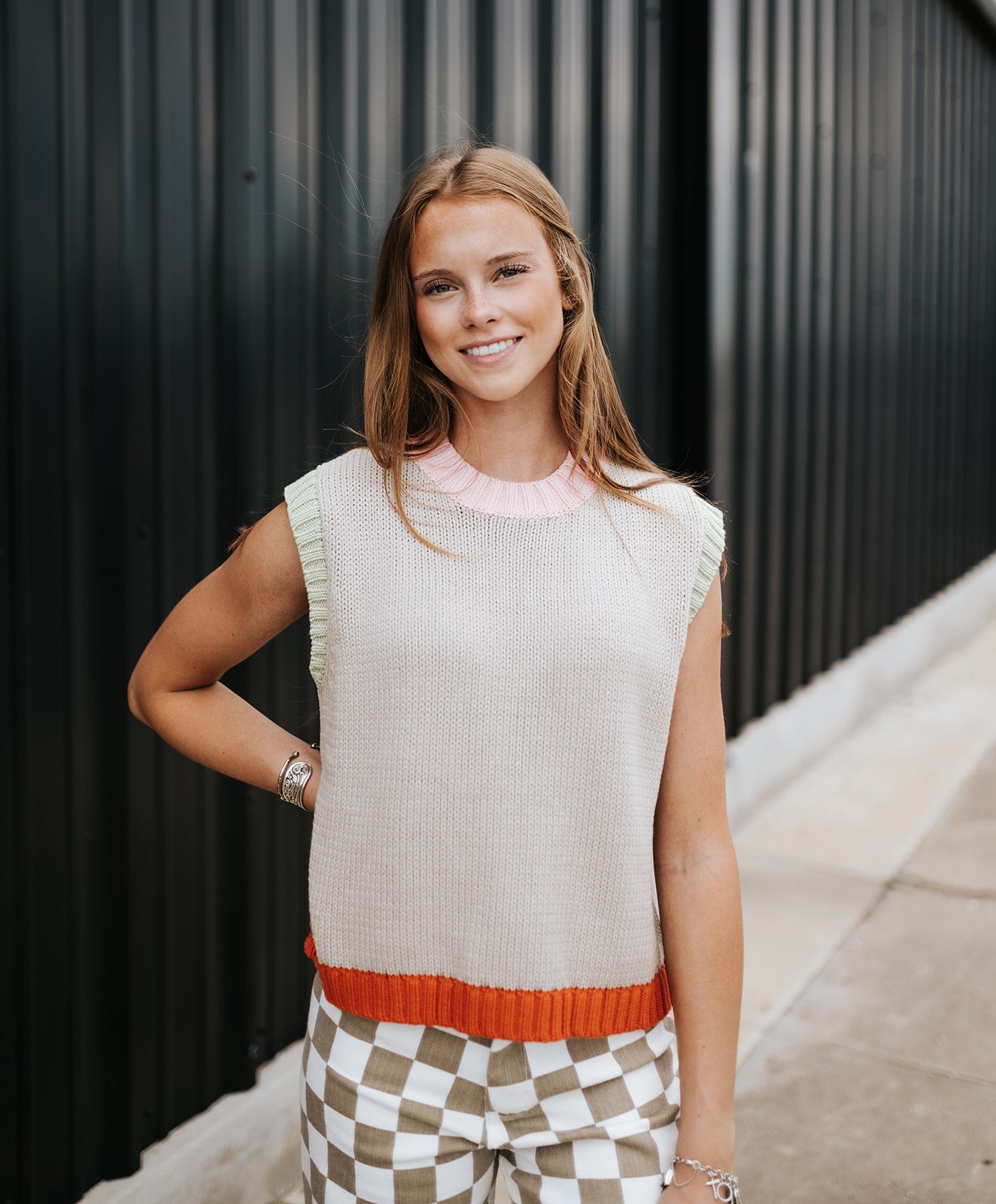 Oatmeal Sleeveless Top T7426