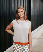 Oatmeal Sleeveless Top T7426