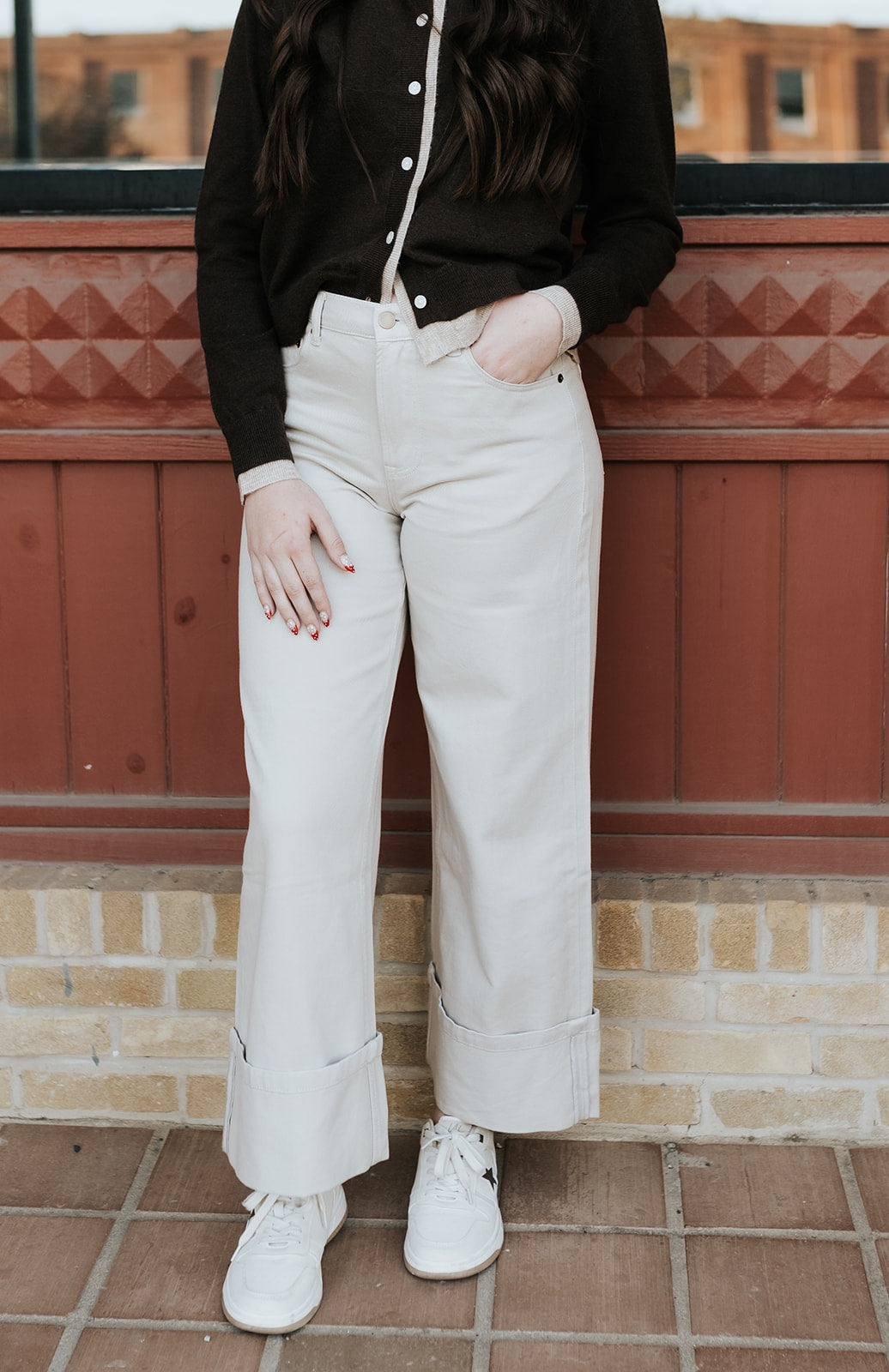 Grey Cuffed Bottom Pants P5434