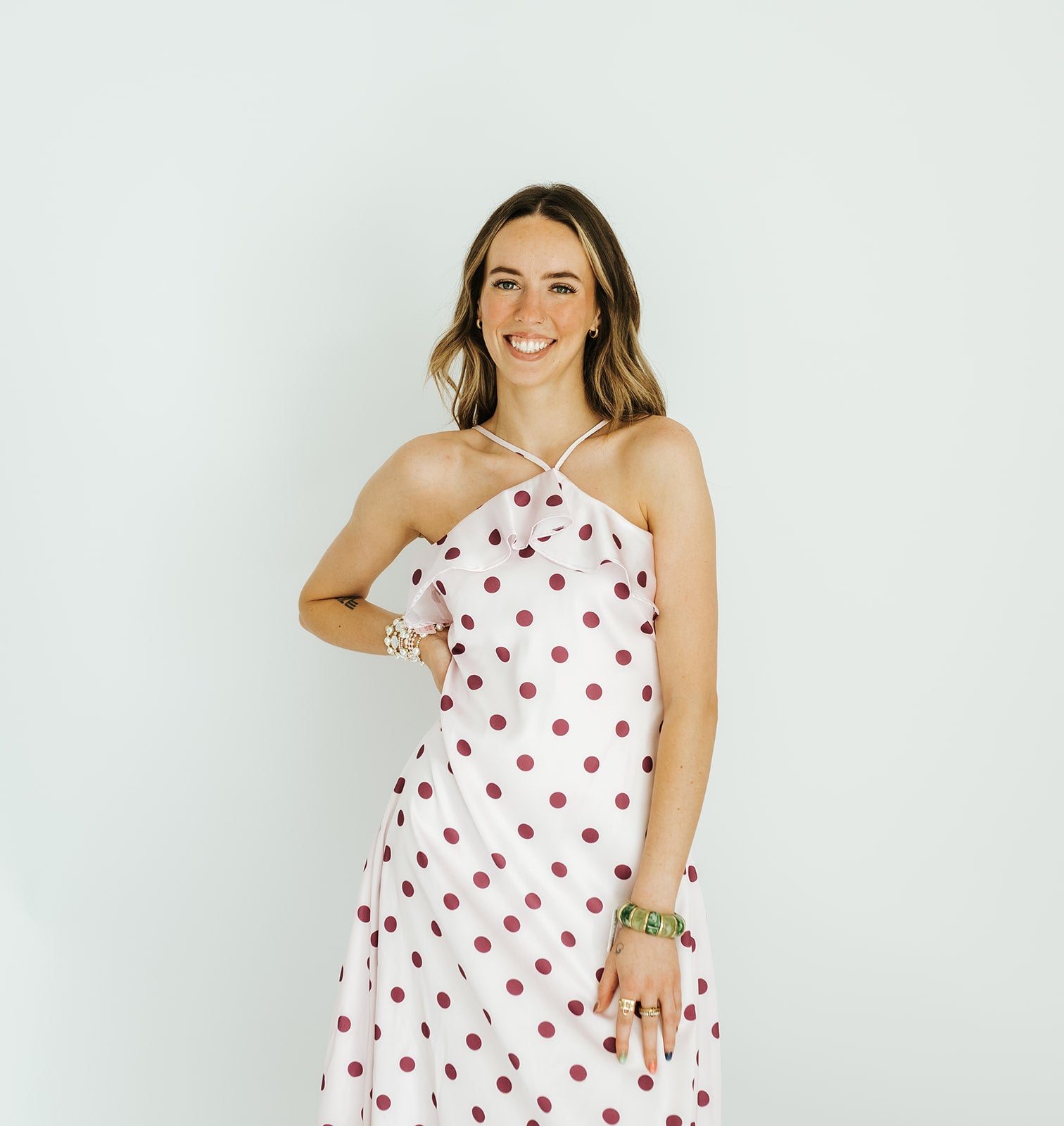 Pink Polka Dot Slip Midi Dress CD06852