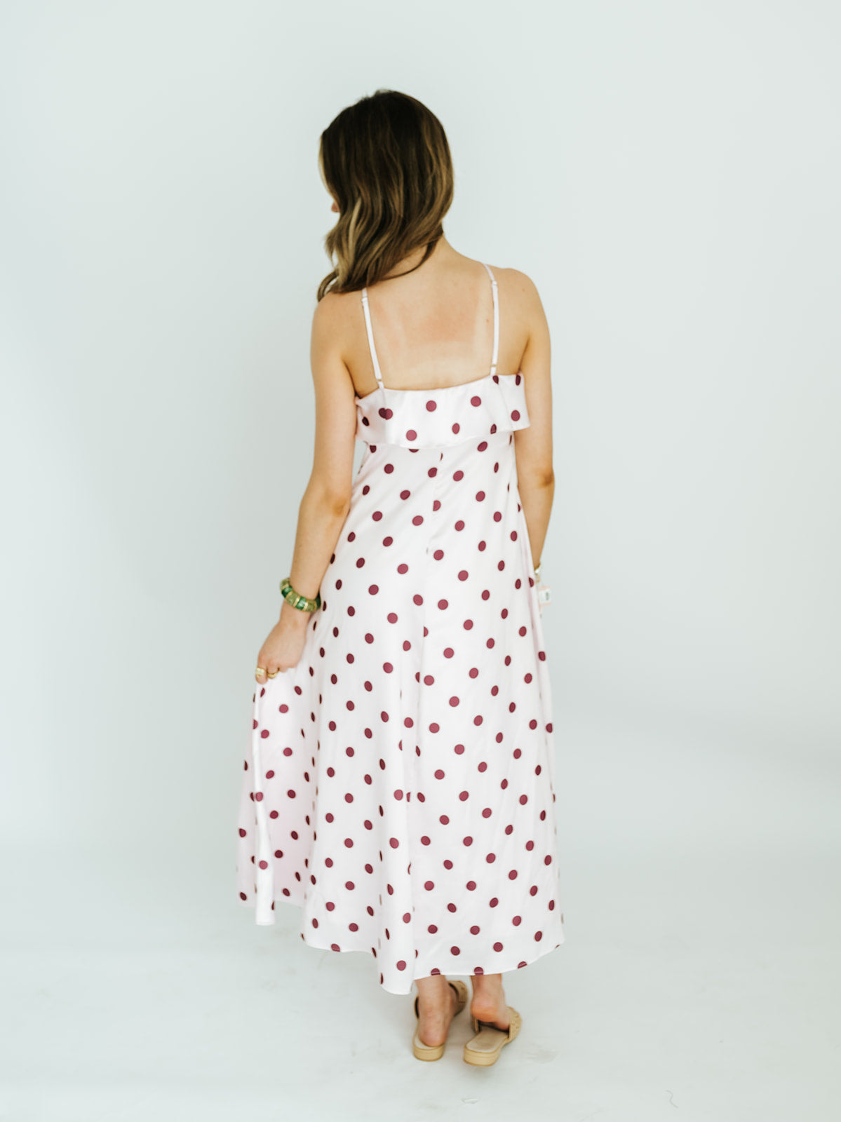 Pink Polka Dot Slip Midi Dress CD06852