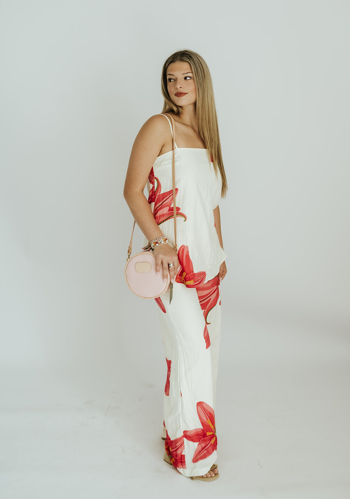 Cream Floral Wide Leg Pants CP10349