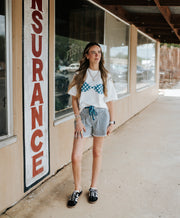 Deep Navy Stripe Shorts
