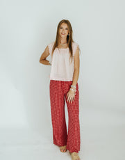 Fuchsia Gingham Drawstring Pants BP6639-K