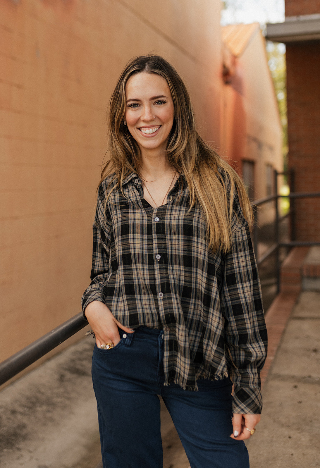 Midnight Lecture Plaid Adrianna Shirt