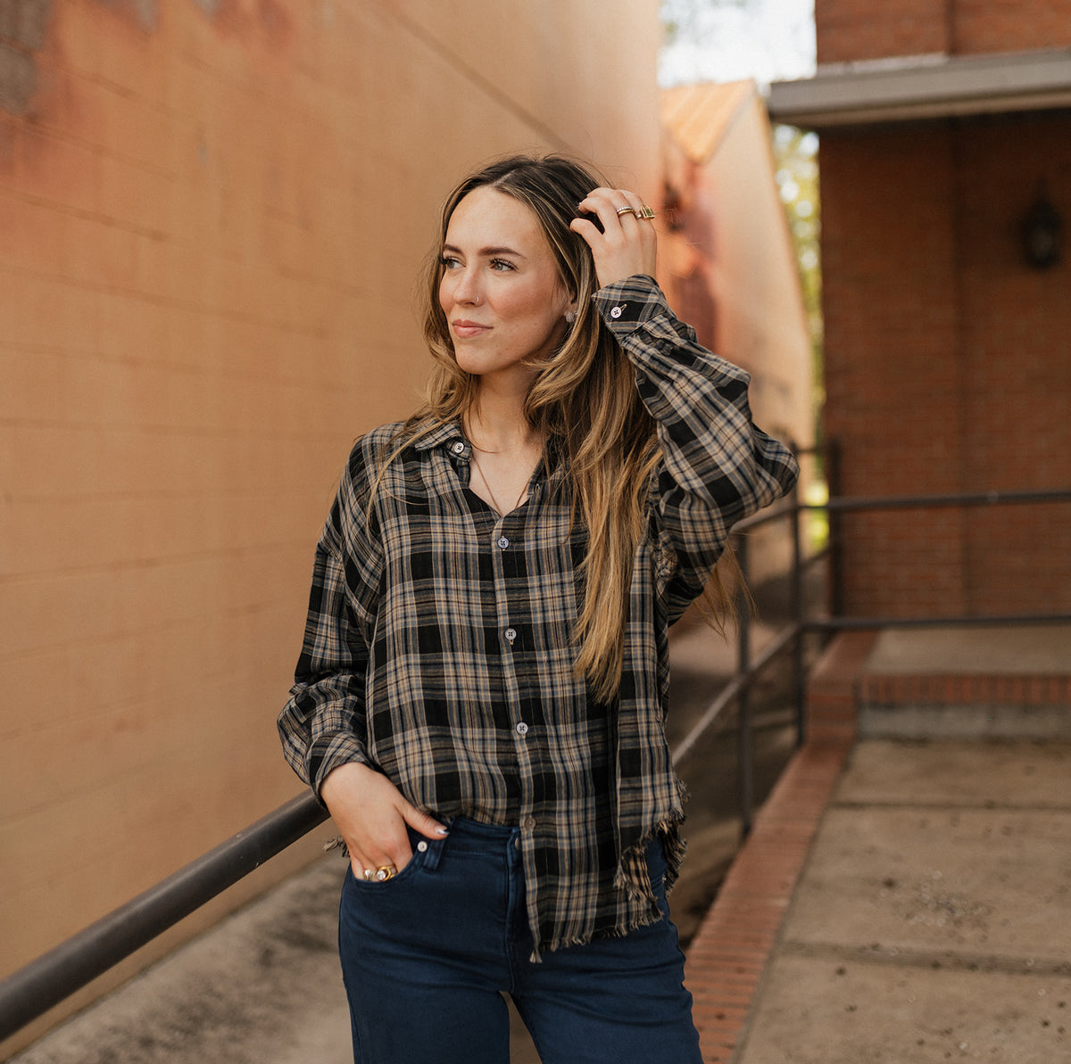 Midnight Lecture Plaid Adrianna Shirt