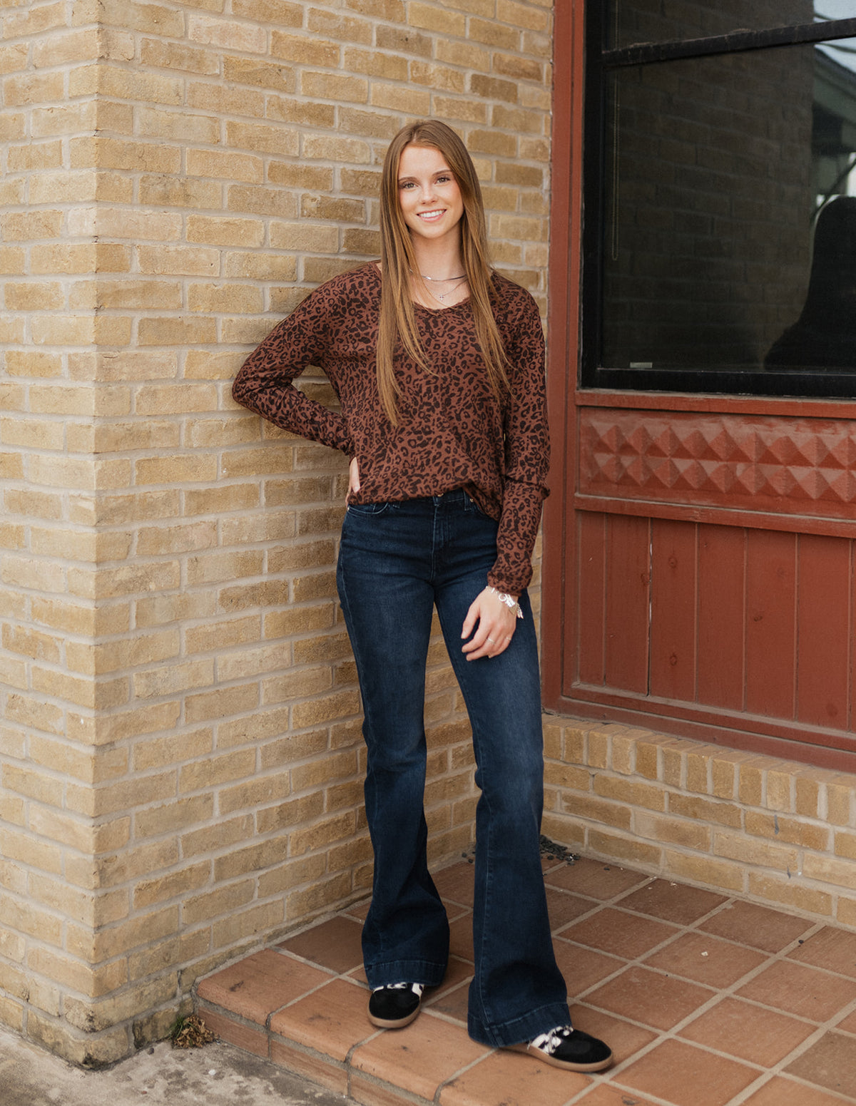Brown Leopard Vanya Long Sleeve Tee