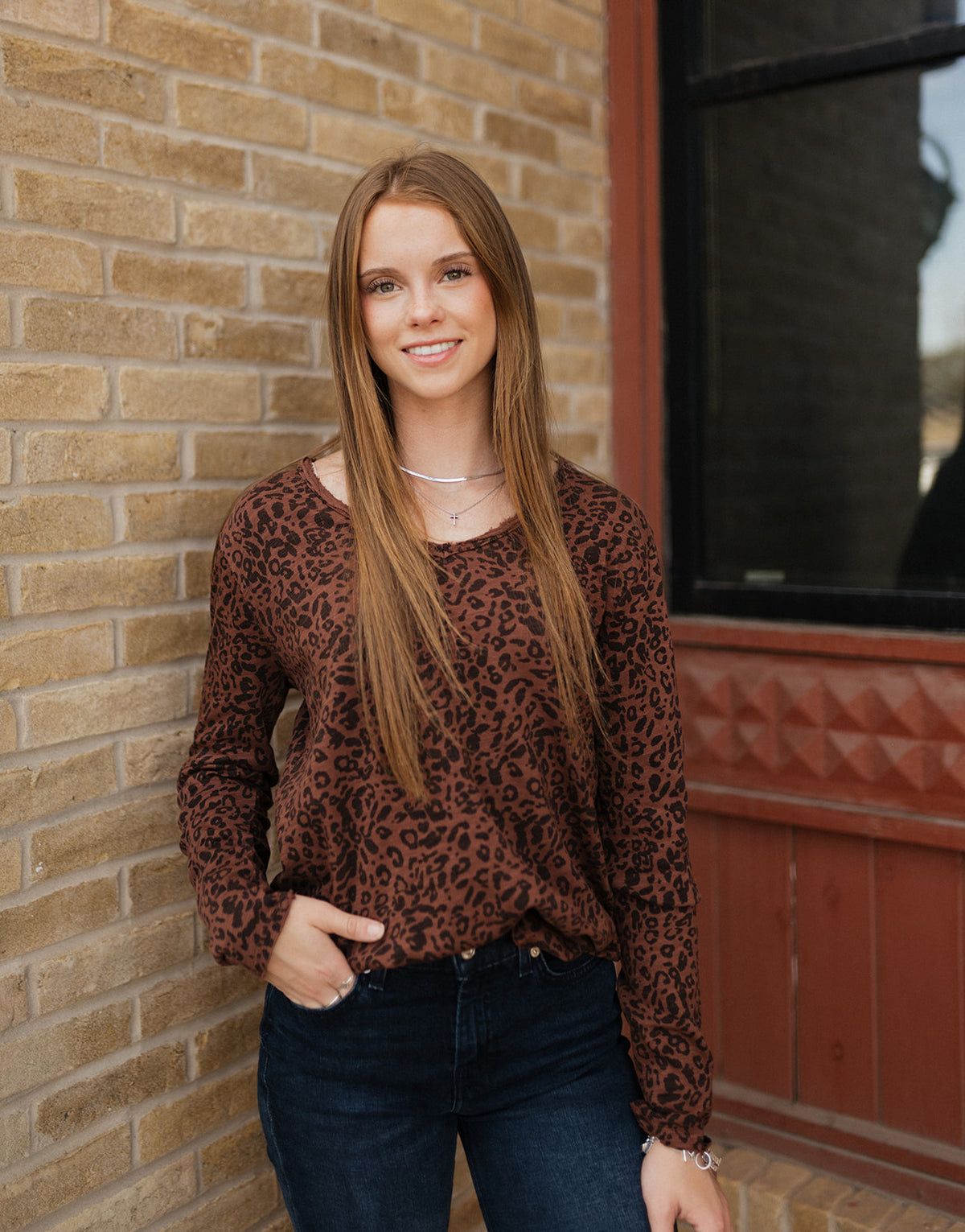 Brown Leopard Vanya Long Sleeve Tee