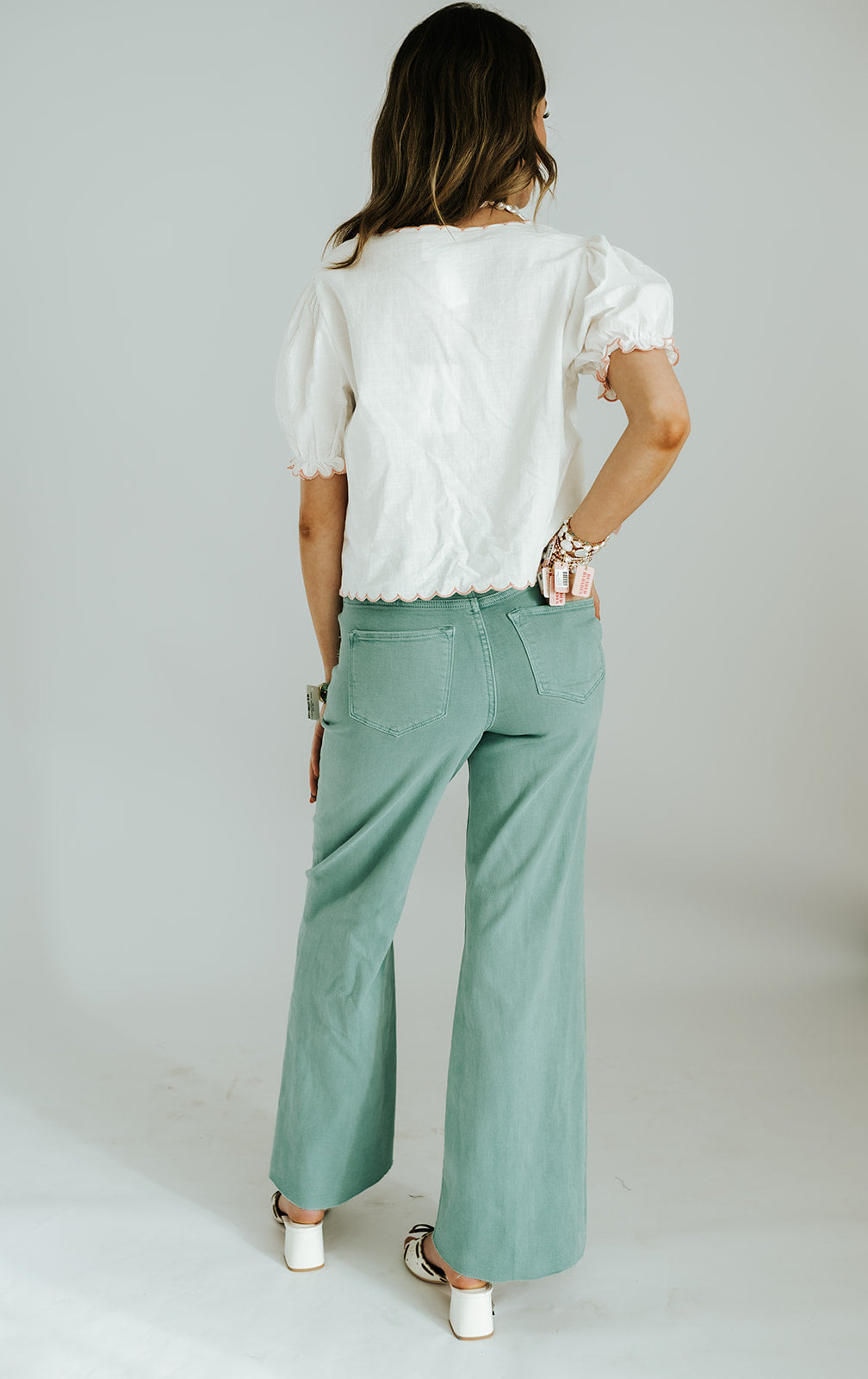 Off White Floral Embroidered Top EC10359