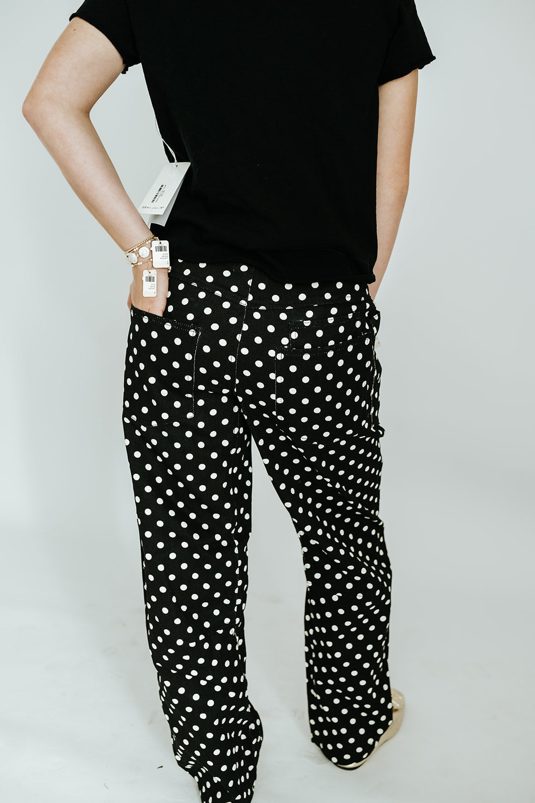 Black Polka Dots String Barrel Pants P10298LL