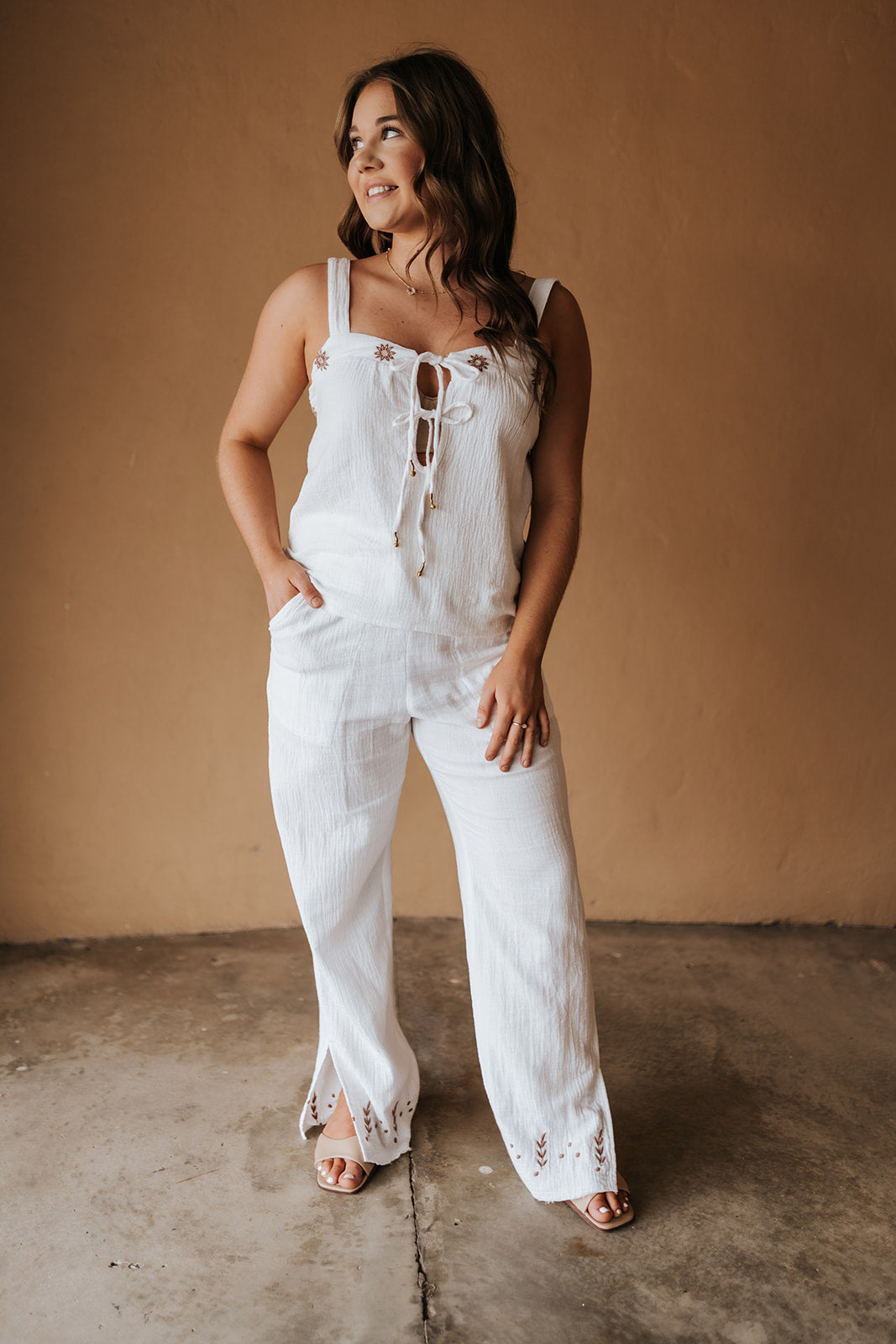 White Elastic Pants DGE2770
