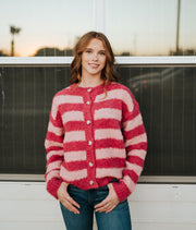 Fuchsia/Pink Striped Cardigan WL25-11338