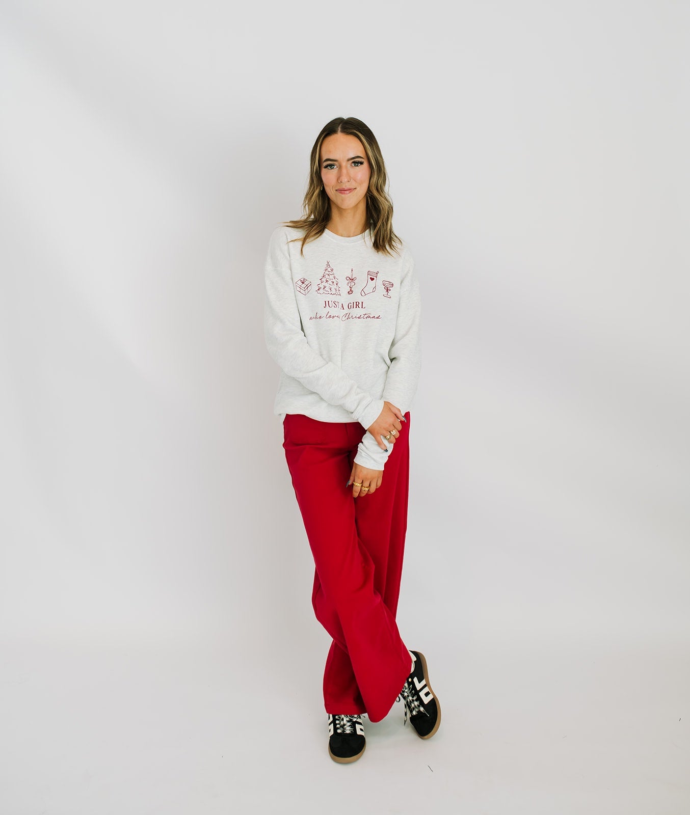 Just a Girl who Loves Christmas Heather Wht Sweatshirt