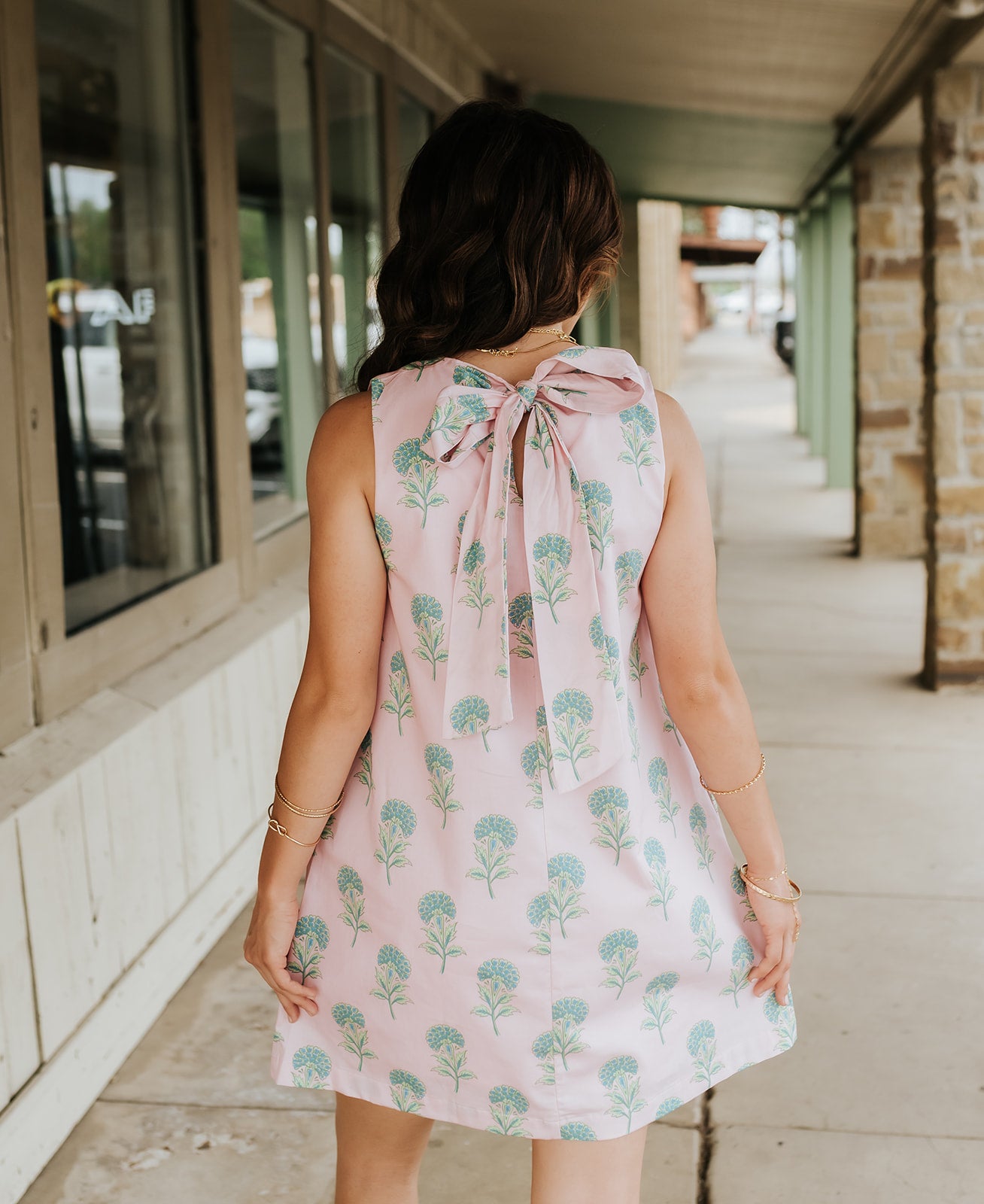 Pink Floral Tie Back Mini Dress CD07074