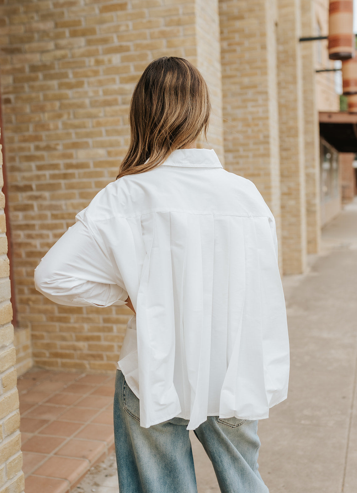 White Collared Long Sleeve Top PL11631