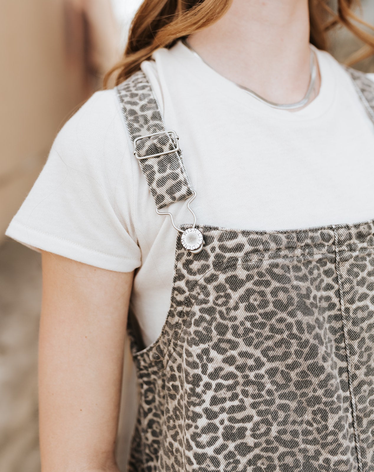 Leopard Denim Mini Overall Dress WL25-12404