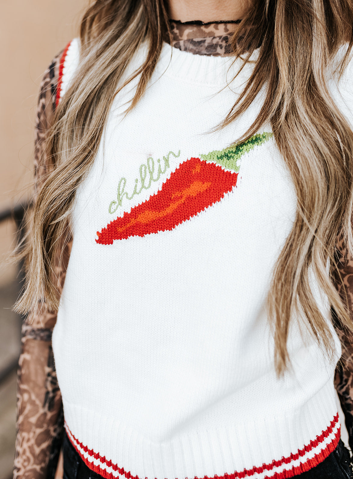 Off White-Pepper Sleeveless Crewneck