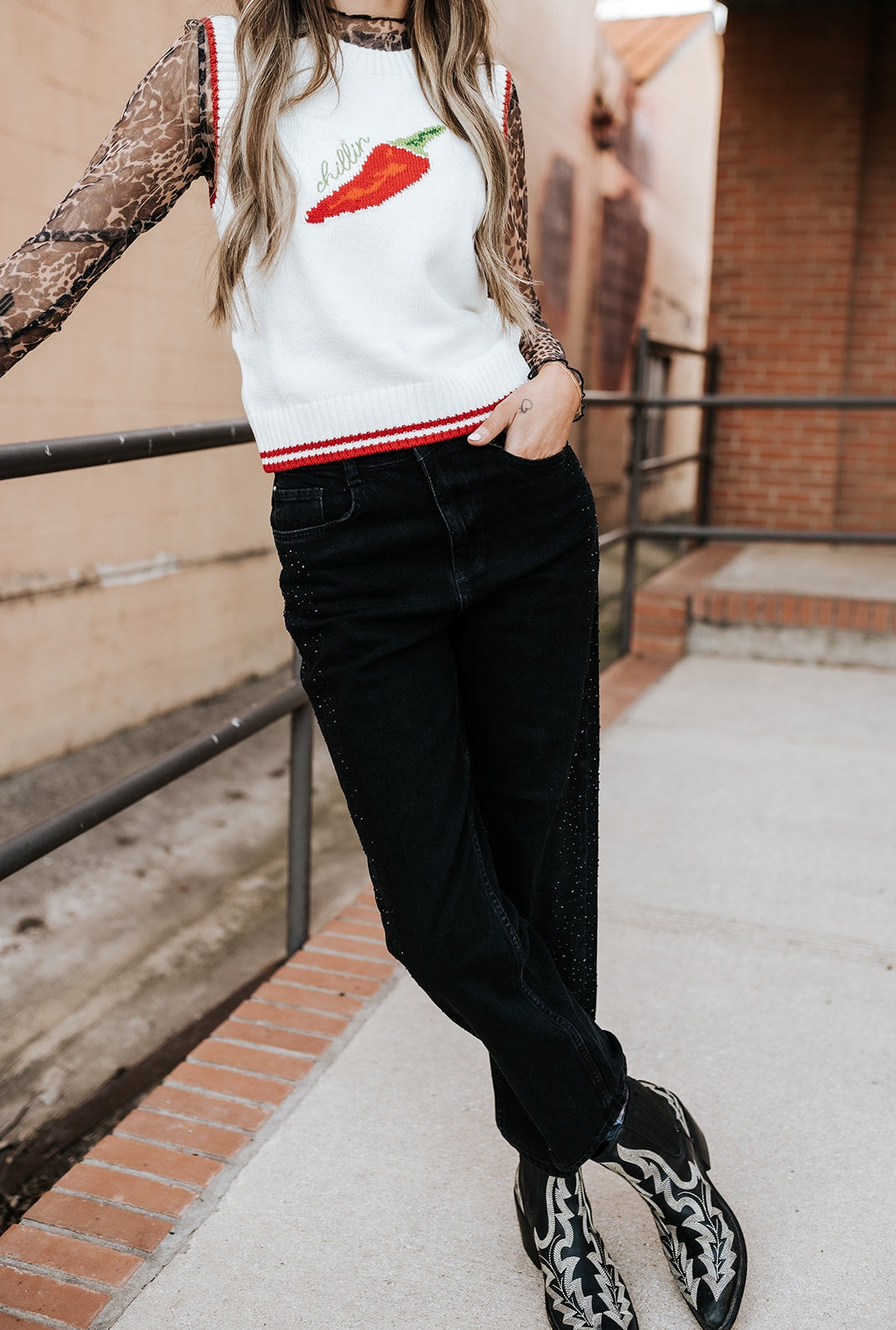 Black Bylara RH Straight Jeans 200465