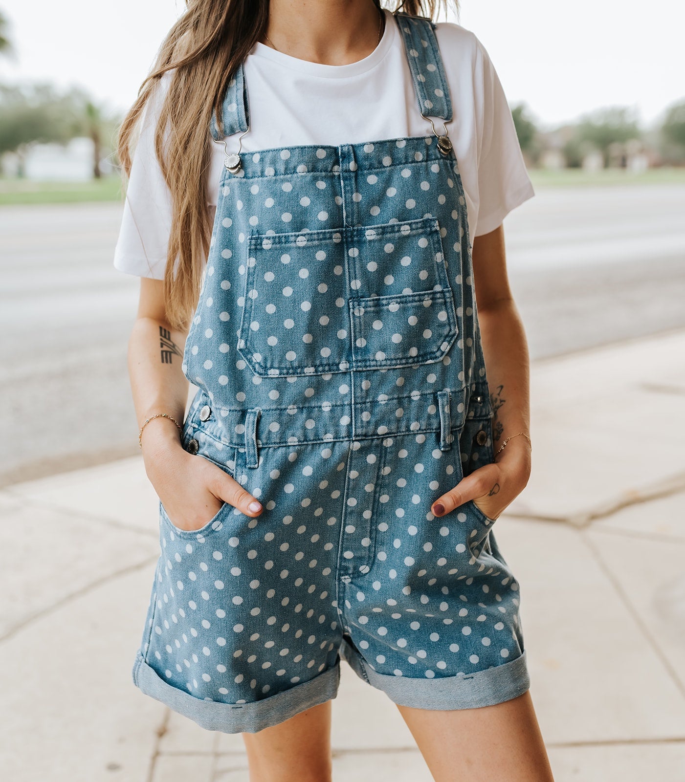 Denim Polka Dot Shortall WL26-12589