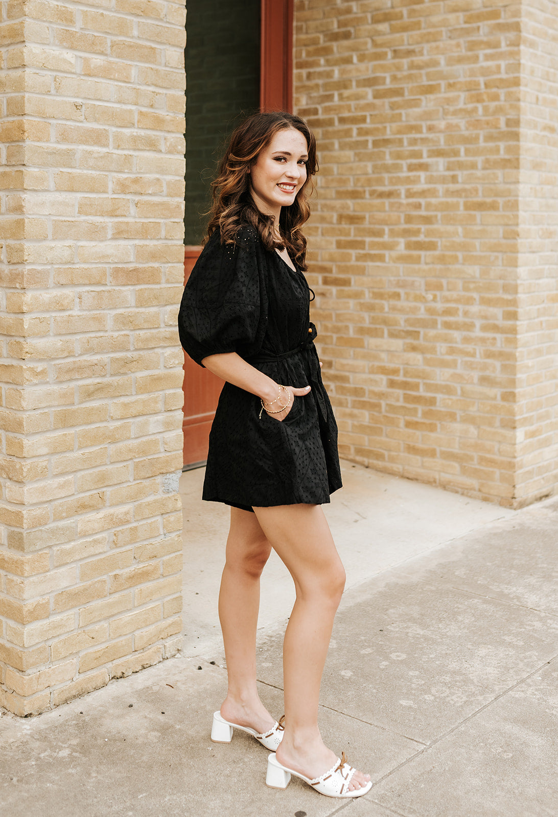 Black Short Sleeve Romper EL7348