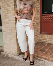 Beige Textured Fabric Barrel Pants P6679