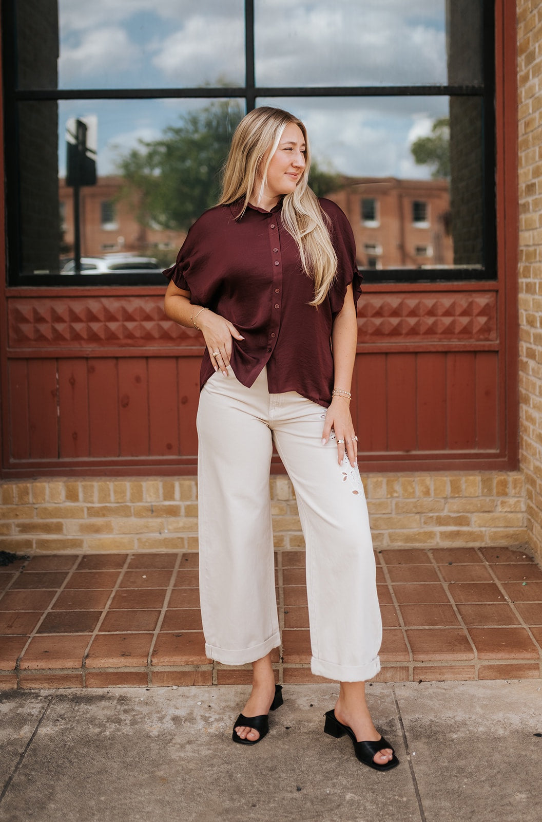 The Show Off High Rise Bowed Soapstone Pants DP263153S