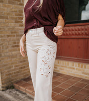 The Show Off High Rise Bowed Soapstone Pants DP263153S
