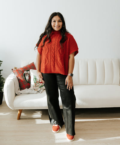 Red Claude Cable Knit Sweater 80140127