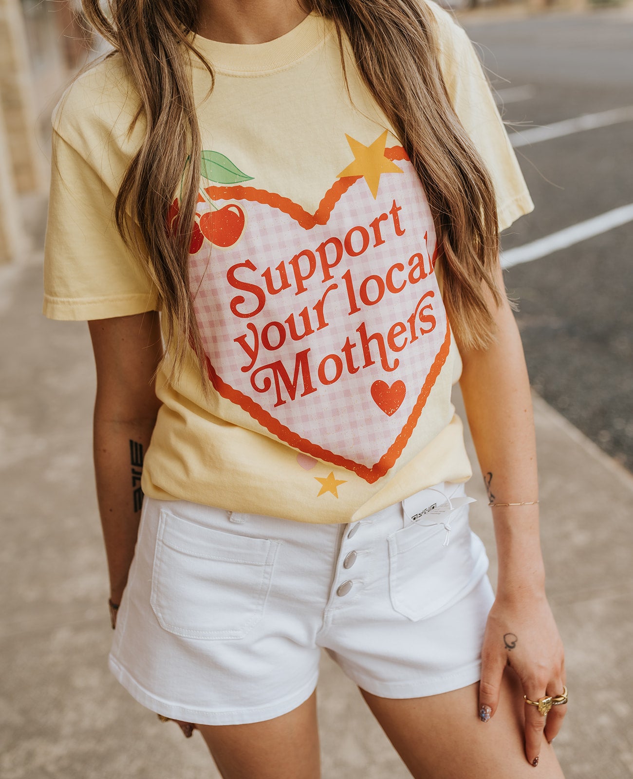 Butter Yellow Support Local Mothers Tee