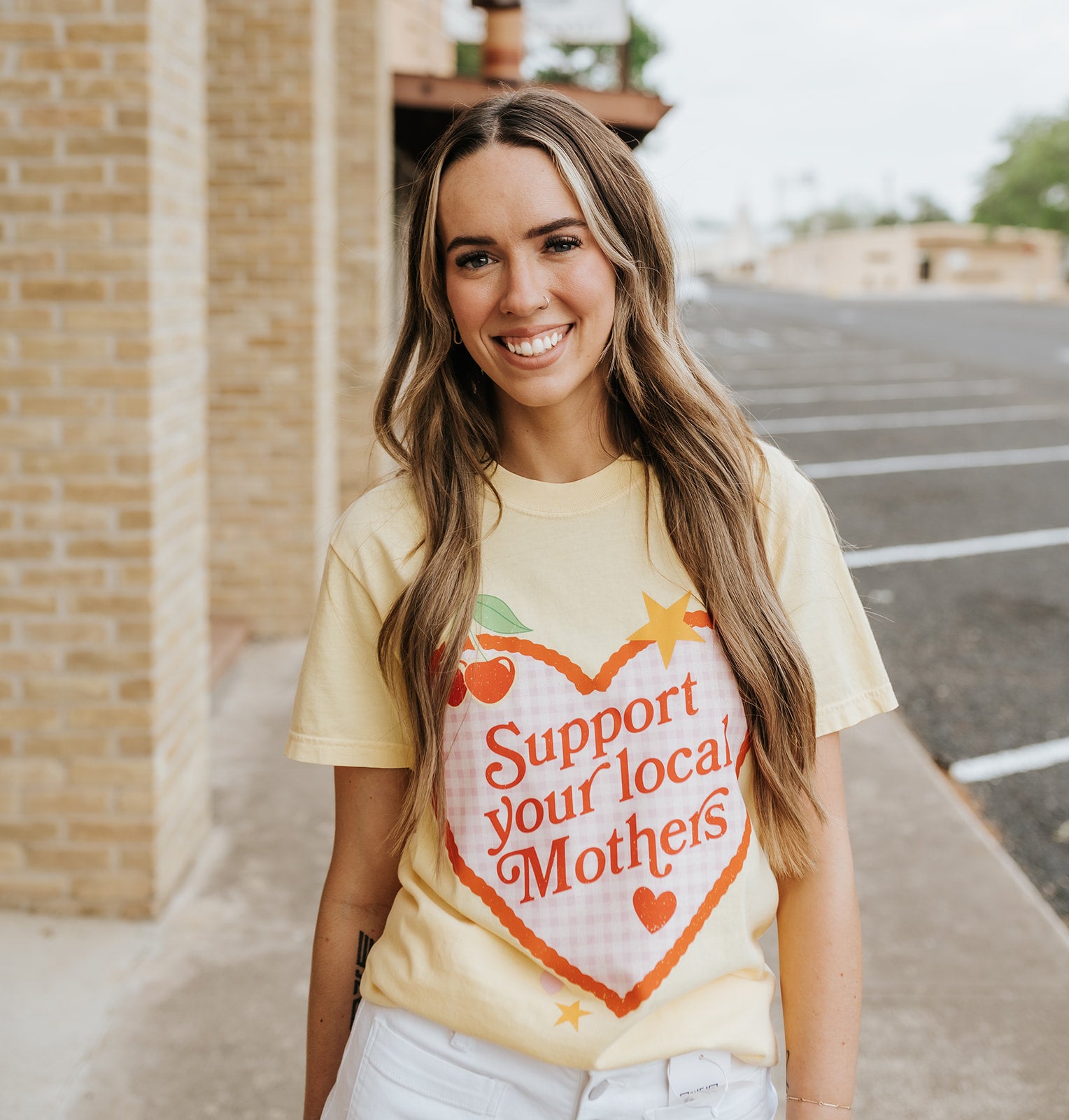 Butter Yellow Support Local Mothers Tee