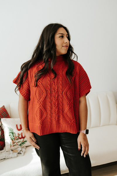 Red Claude Cable Knit Sweater 80140127