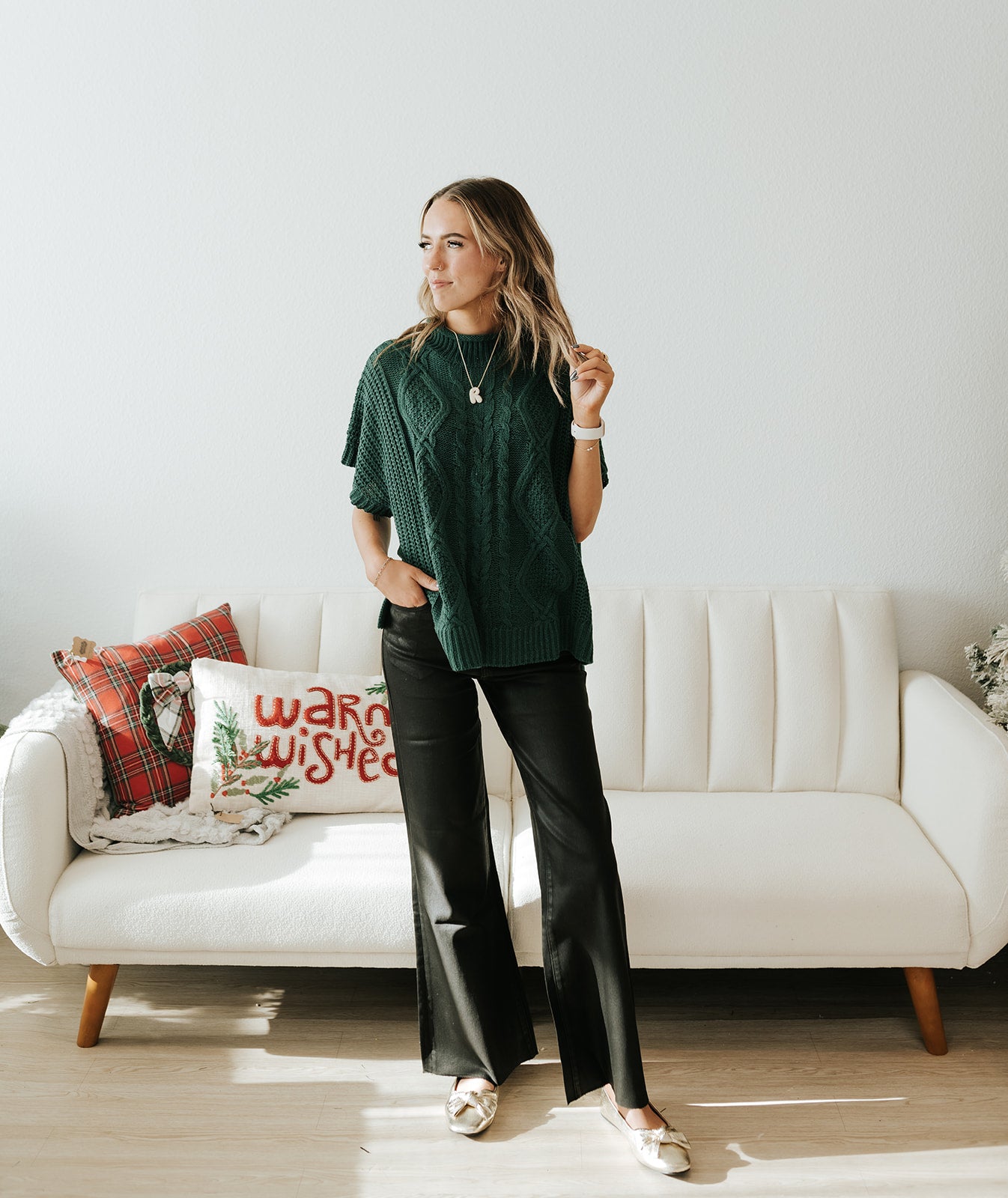 Green Claude Cable Knit Sweater 80140127