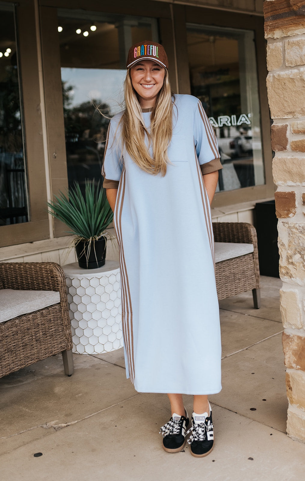 Hip Baby Blue Varsity Track Dress