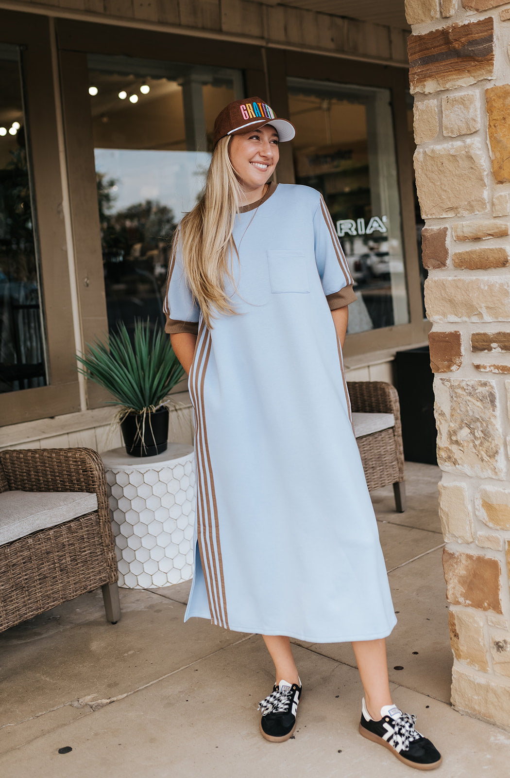 Hip Baby Blue Varsity Track Dress