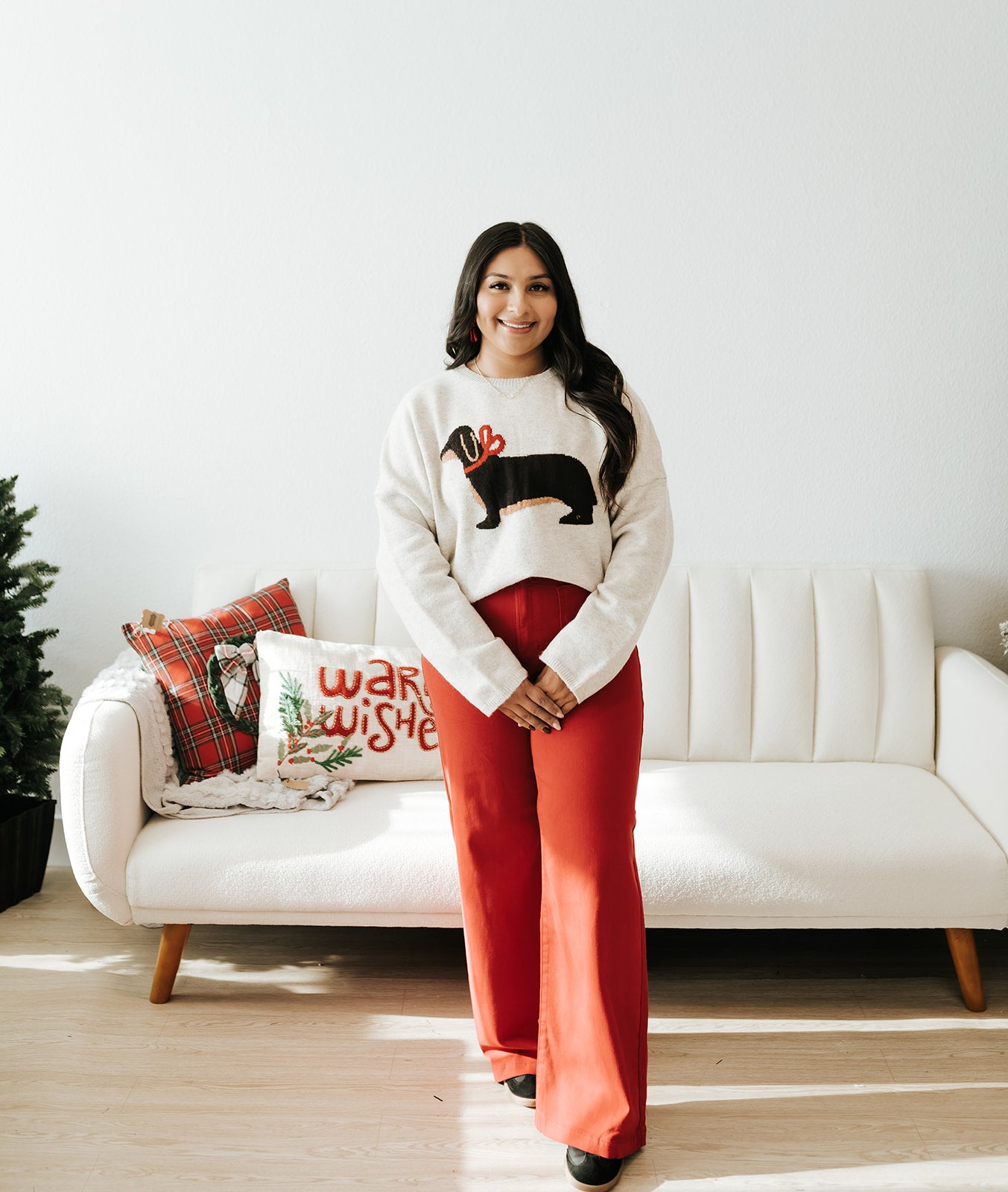 Heather Oat Dog with Bow Sweater TBW14192