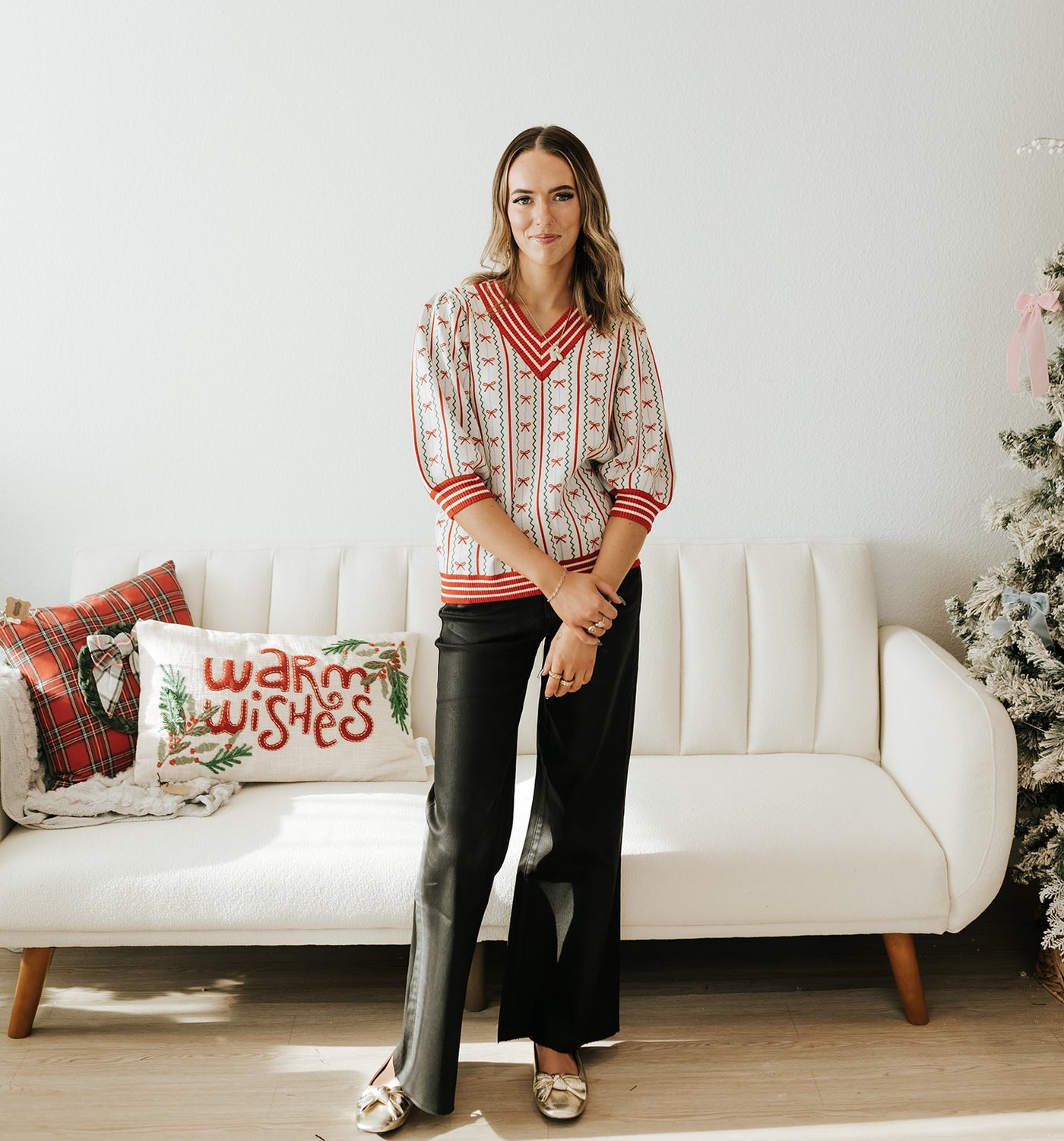 Faith in a Bow Ivory Sweater