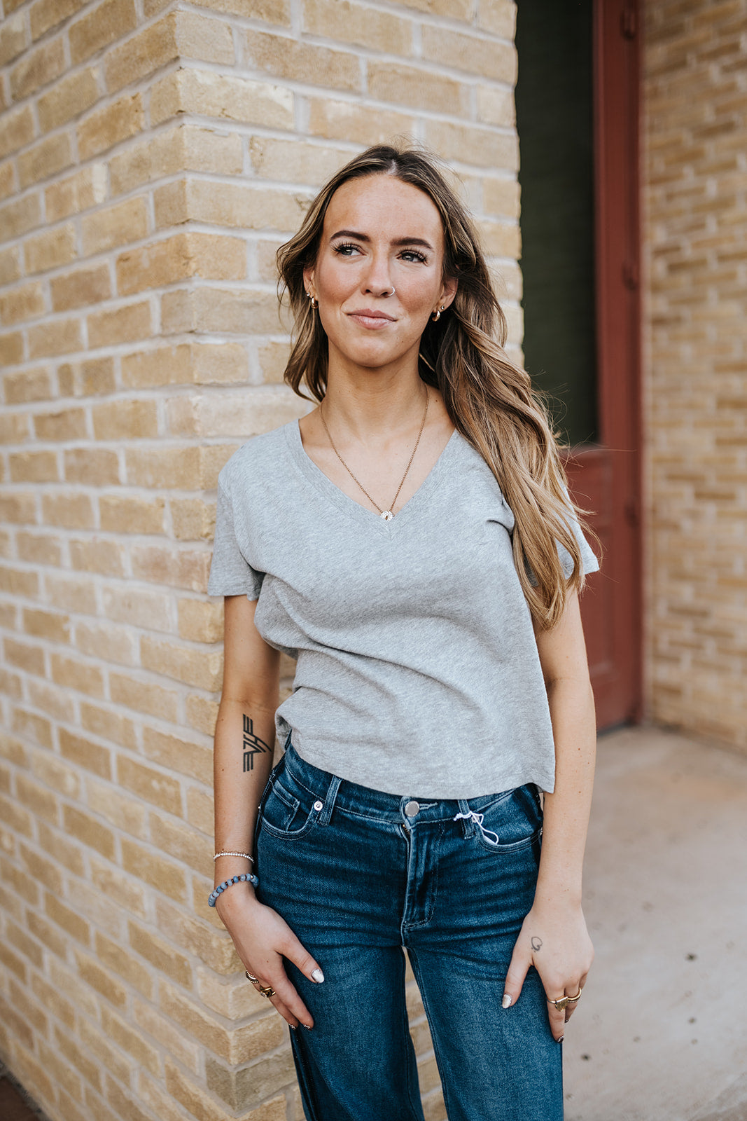 Nomad V Neck Tee Classic Heather Grey ZT263210