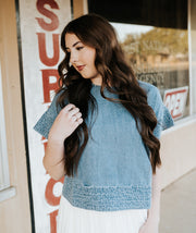 Cotton Denim Boxy Top WL25-11529T