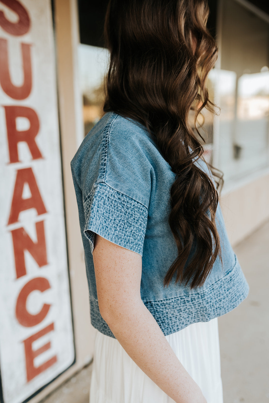 Cotton Denim Boxy Top WL25-11529T