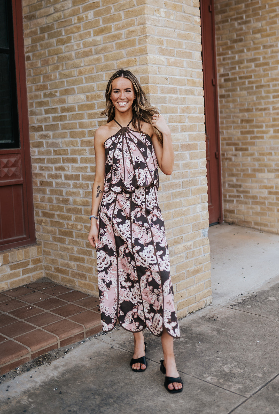 Floral Print Paneled Halter Crop Top CT10093
