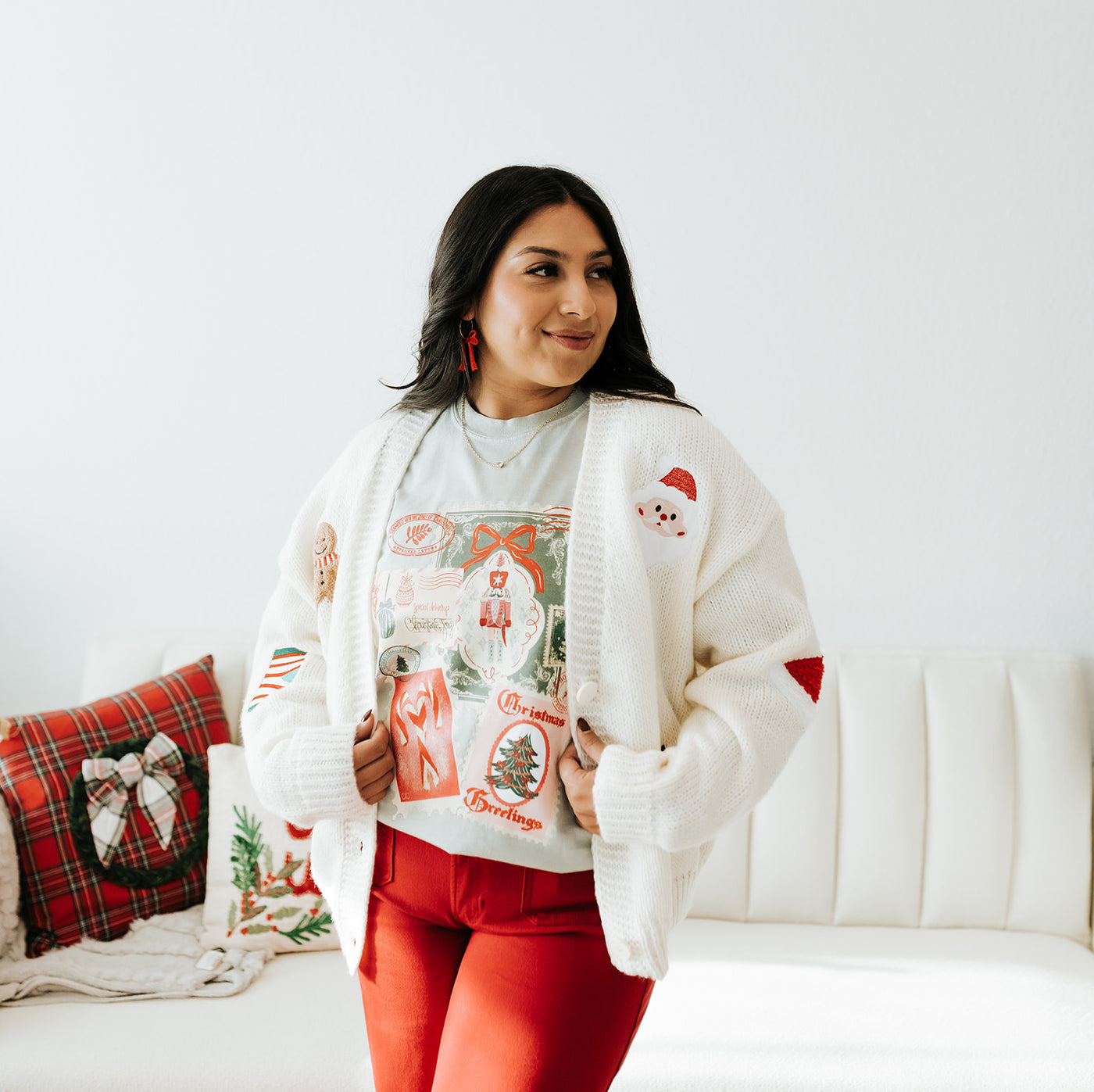 Ivory Christmas Patch Cardigan MT40641