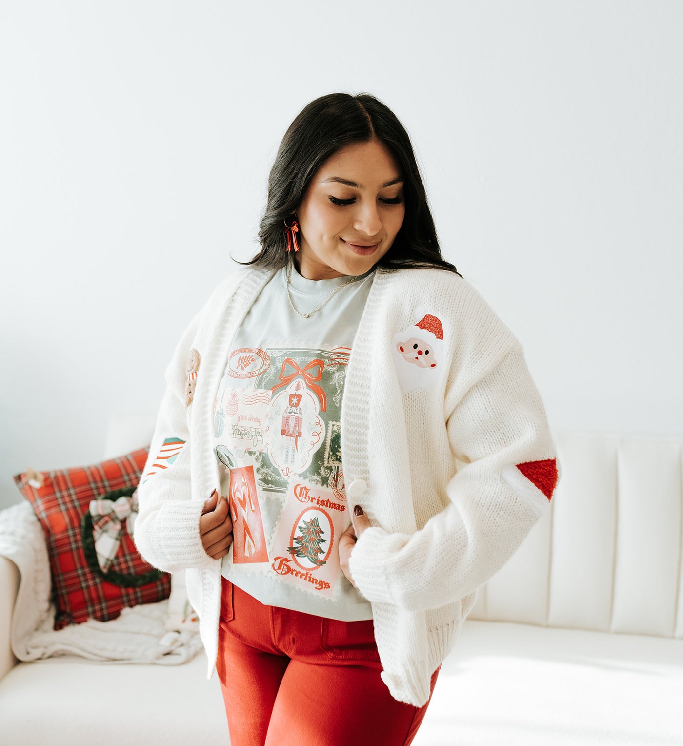 Ivory Christmas Patch Cardigan MT40641