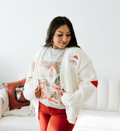 Ivory Christmas Patch Cardigan MT40641
