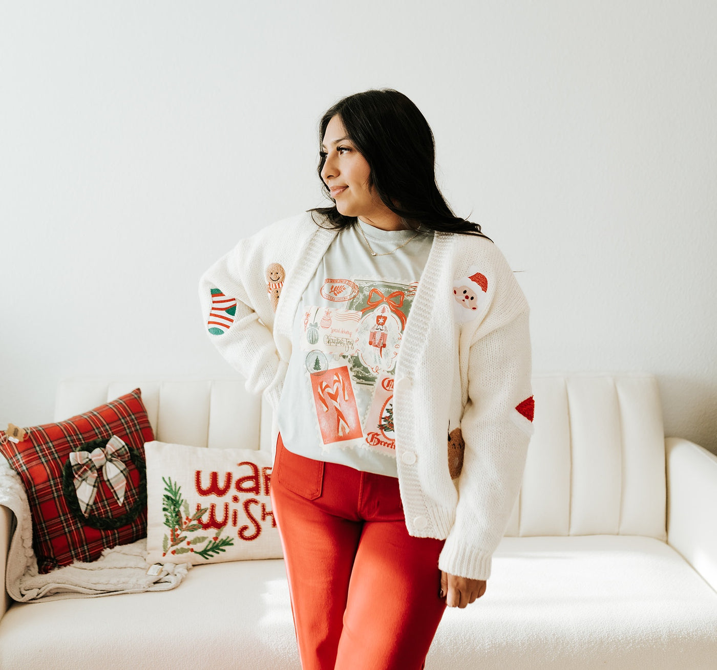 Ivory Christmas Patch Cardigan MT40641