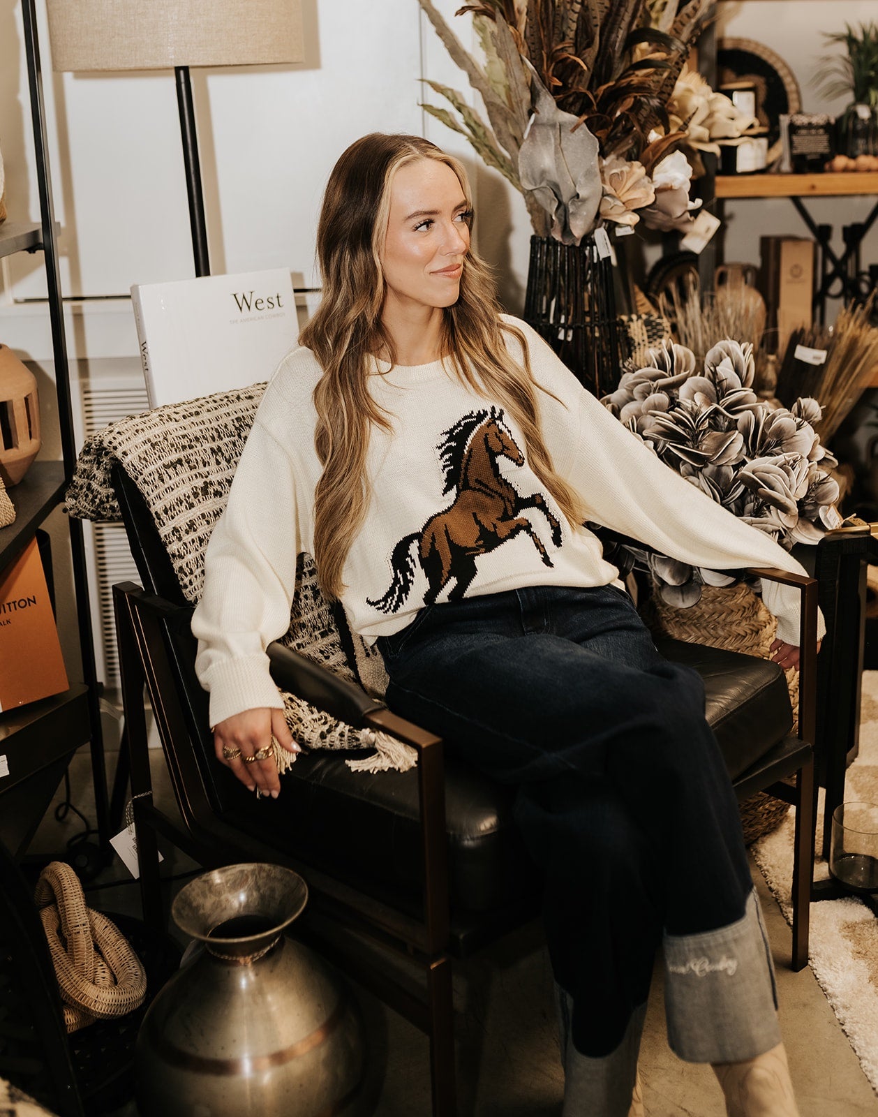 Cream Horse Sweater WL25-11664