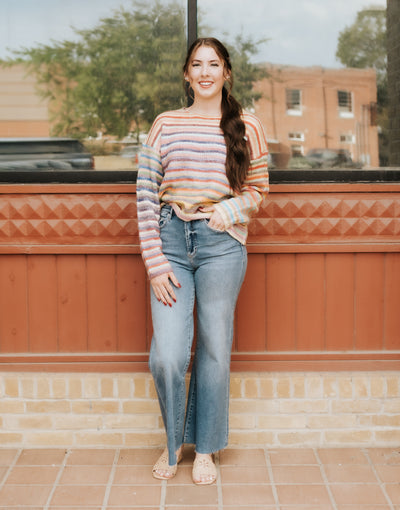 Sky/Purple Rainbow Knit Sweater WL25-11416