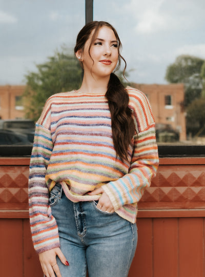 Sky/Purple Rainbow Knit Sweater WL25-11416
