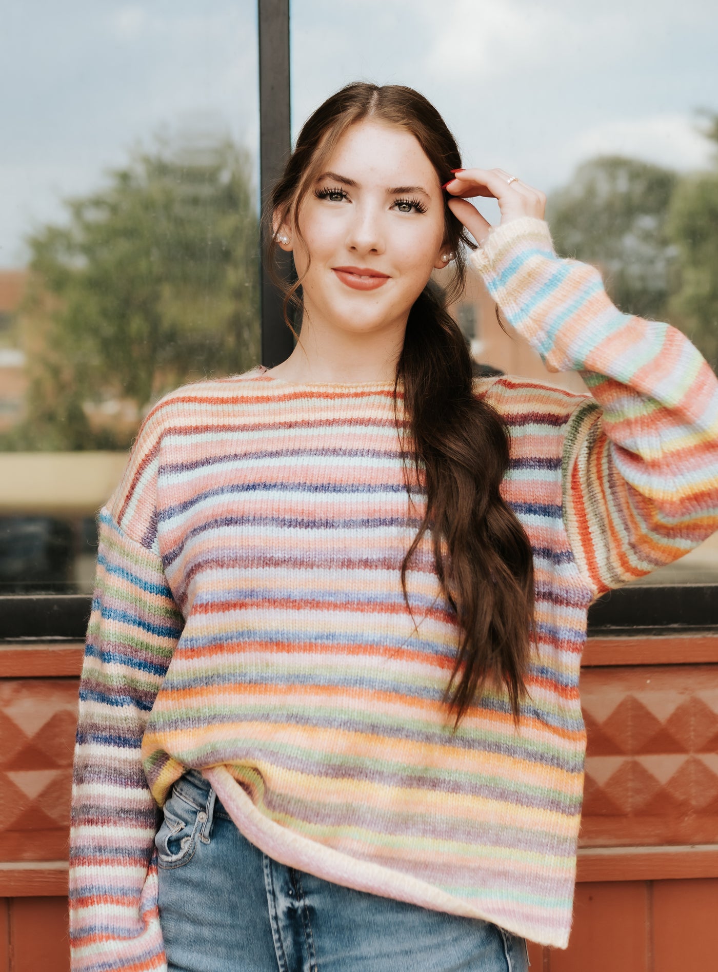 Sky/Purple Rainbow Knit Sweater WL25-11416