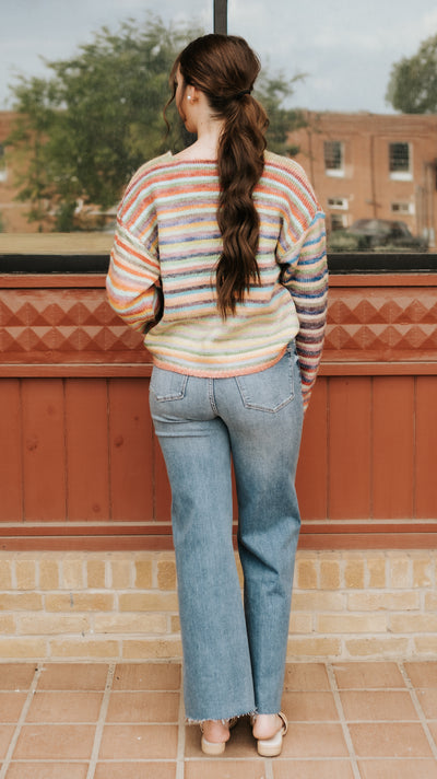 Sky/Purple Rainbow Knit Sweater WL25-11416