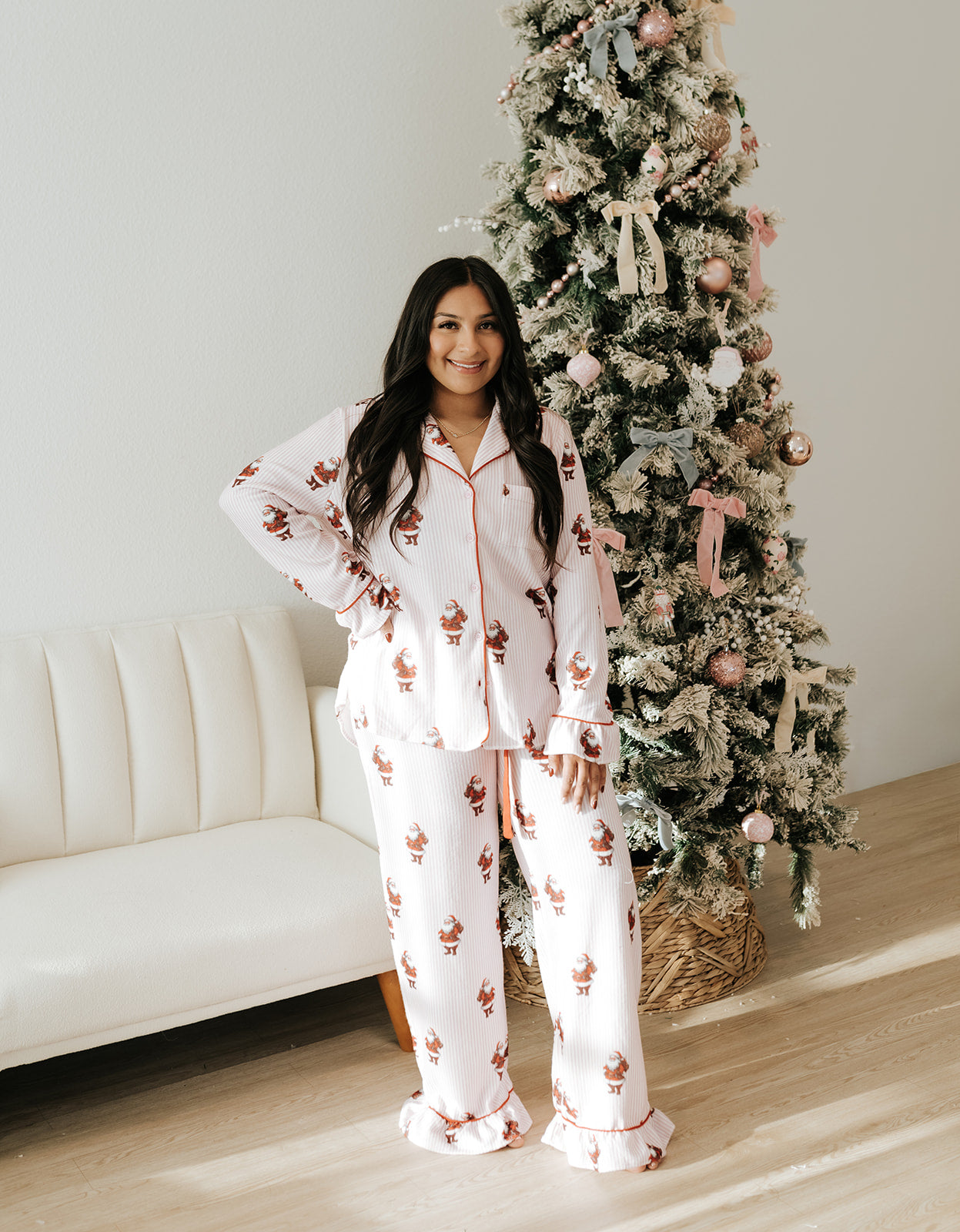 Pink/Red Striped Santa Claus Pajama Set IFKTP200567-03